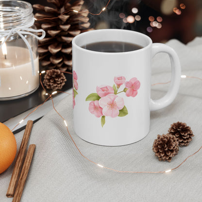 Taza de cerámica con diseño floral