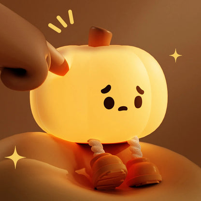 Cute Pumpkin Night Light, Dimmable Silicone Cartoon Pumpkin Lamp With Timer, Rechargeable Touch Nightlight For Nursery Bedroom