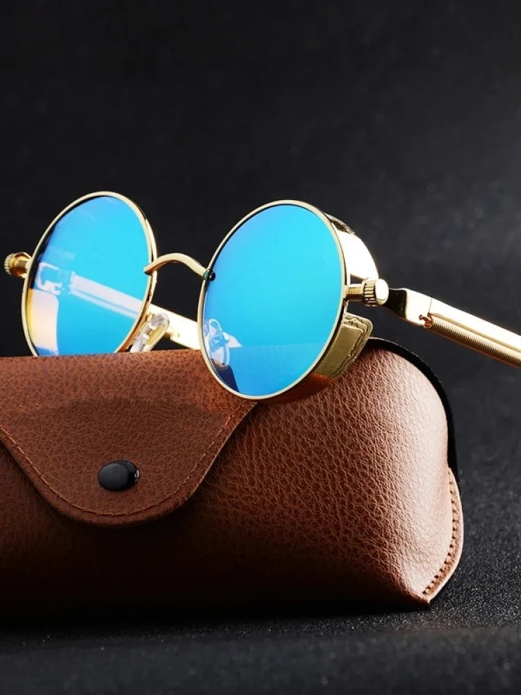 Steampunk Vision: Metal Round Sunglasses - Designer Vintage Eyewear