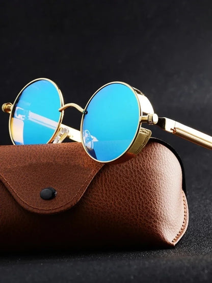 Steampunk Vision: Metal Round Sunglasses - Designer Vintage Eyewear