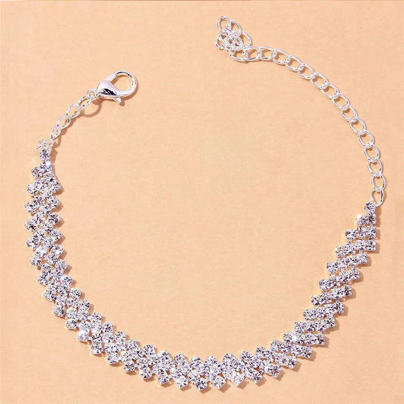 Dazzling Zirconia Silver Anklet Chain Jewelry