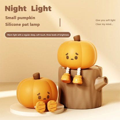 Cute Pumpkin Night Light, Dimmable Silicone Cartoon Pumpkin Lamp With Timer, Rechargeable Touch Nightlight For Nursery Bedroom