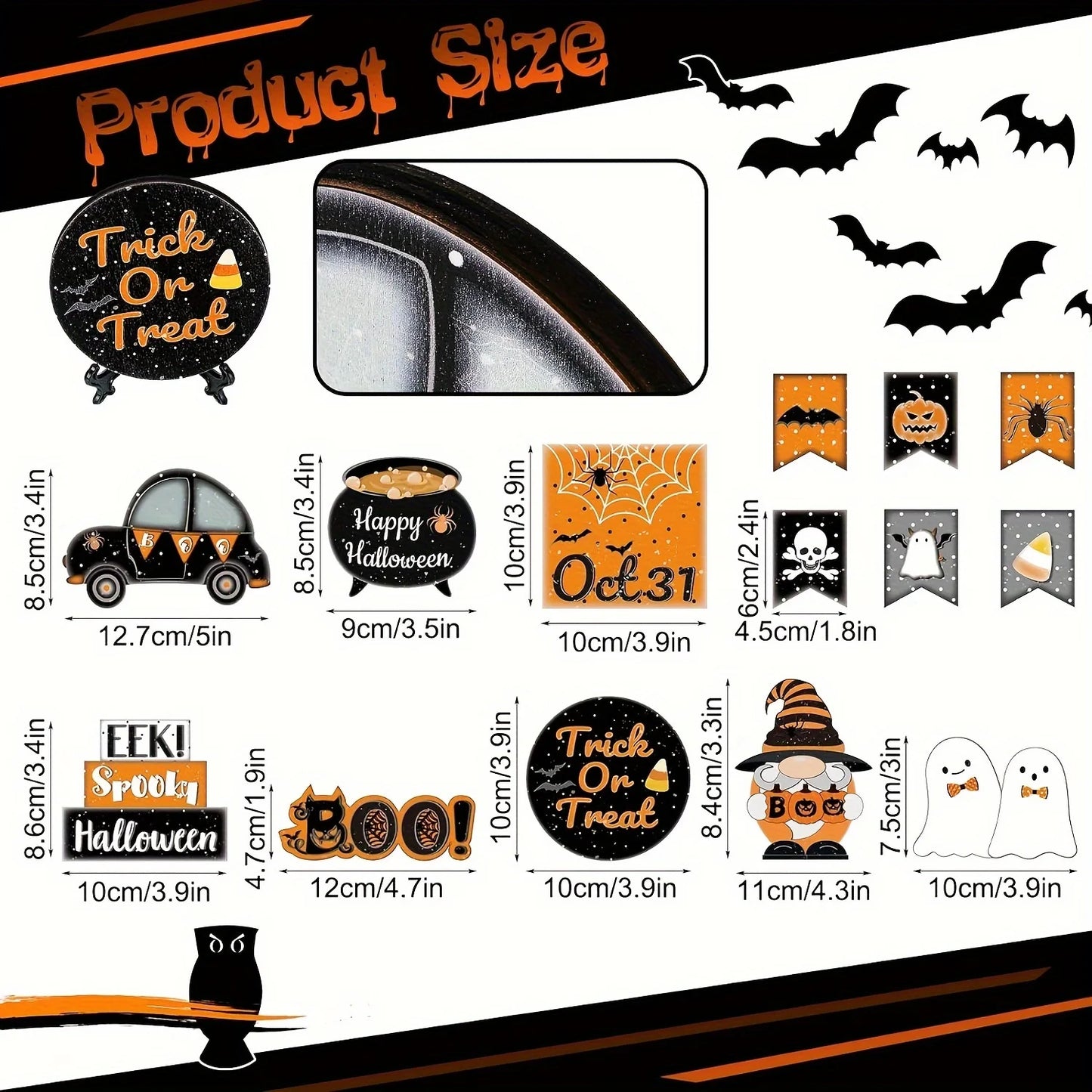 Halloween Tiered Tray Decor Set Cute Wooden Black Orange Tray Wooden Sign Ghost Wooden Halloween Theme Party for Home Decoration