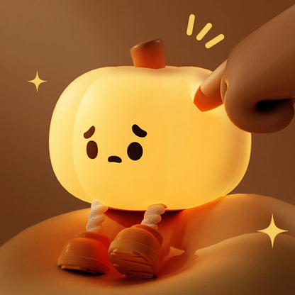 Cute Pumpkin Night Light, Dimmable Silicone Cartoon Pumpkin Lamp With Timer, Rechargeable Touch Nightlight For Nursery Bedroom