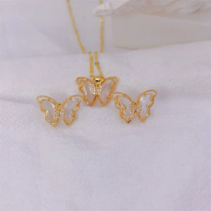 Fashion Butterfly Necklace Earrings Set