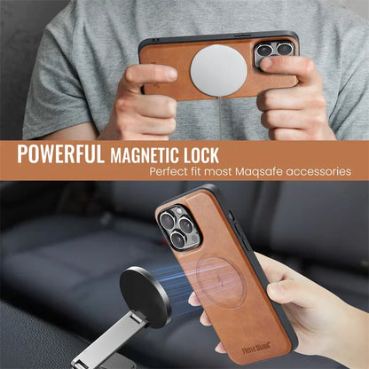 Funda de cuero de lujo para teléfono con billetera para iPhone 16 Pro 15 14 13 12Pro 11 XS Pro Max compatible con carga inalámbrica magnética MagSafe