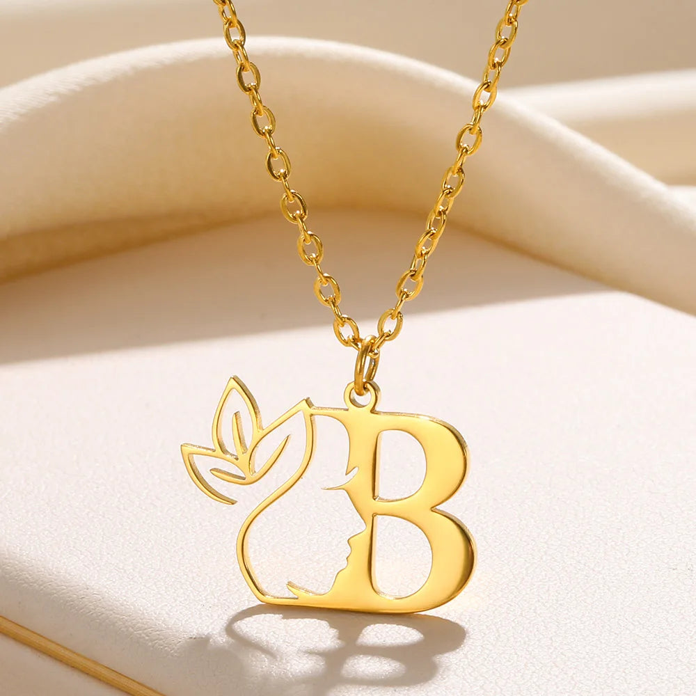 Beauty Flower Initial Necklace