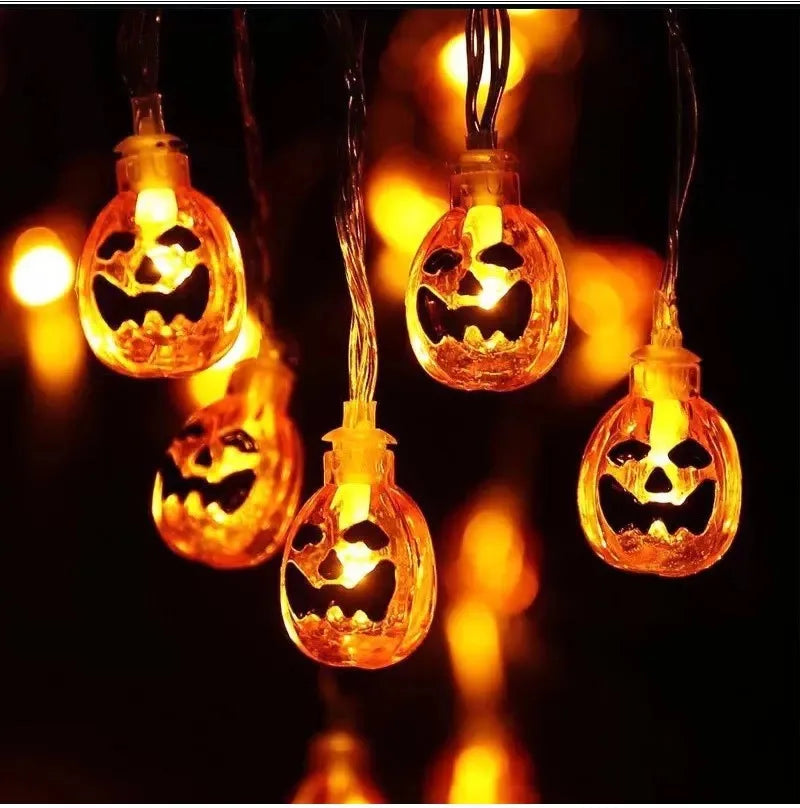 Halloween Led String Lights Pumpkin Skull Hand Bat Maple Leaves Garland Fairy Lighting Home Garden Halloween Party Decoration