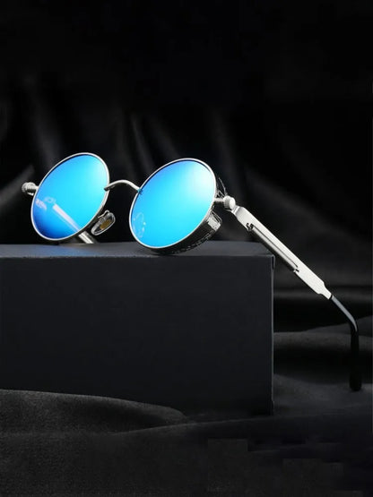 Steampunk Vision: Metal Round Sunglasses - Designer Vintage Eyewear