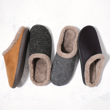 Men's Cozy Plush Lined Memory Foam Cotton Slippers, Warm And Non-slip